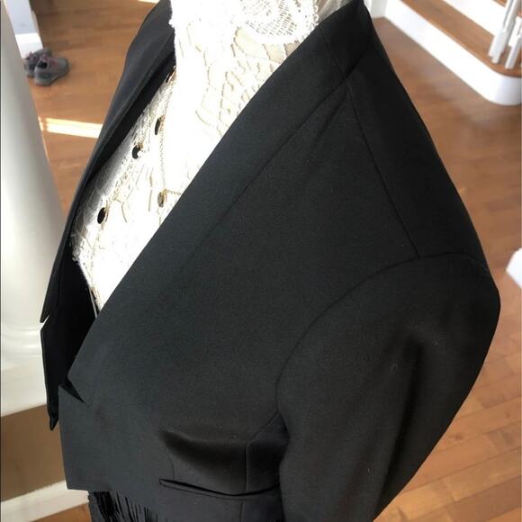 Banana Republic Chic Fringed Hem open front black blazer size 4 - Picture 8 of 13